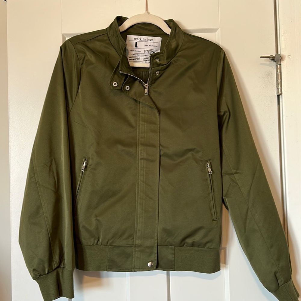 Walk in Love Olive Bomber Jacket - Large